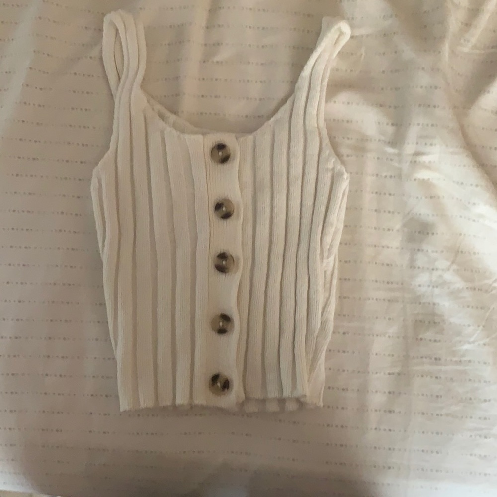 Wild fable off white sweater tank cropped size small